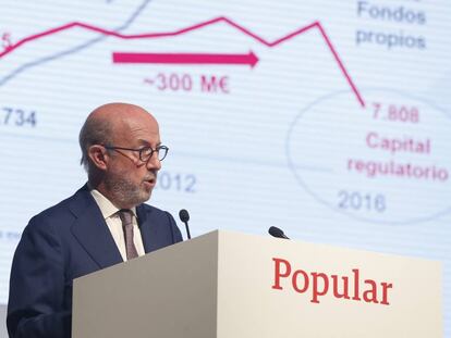 Emilio Saracho, presidente del Banco Popular, durante la Junta de Accionistas de la entidad.