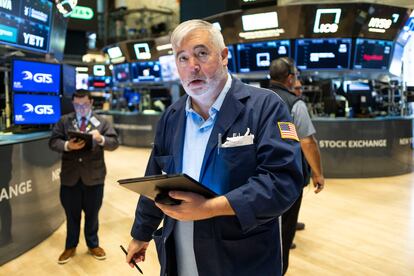 Un 'broker' de la Bolsa de Nueva York.