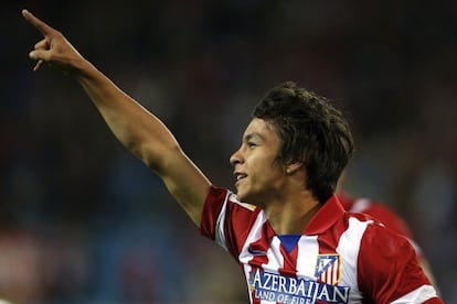 Óliver celebra su gol contra el Betis.