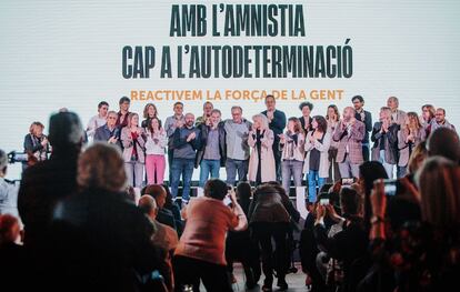 El presidente de Òmnium Cultural, Xavier Antich, en un acto celebrado en L'Hospitalet de Llobregat (Barcelona).