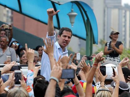 El líder de la oposición venezolana, Juan Guaidó, en San Antonio (Venezuela), el pasado 30 de marzo. 