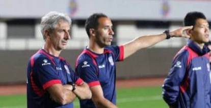 Jordi Vinyals y Pep Mu&ntilde;oz, durante un entrenamiento. 