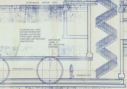 Detalle del plano en el que se puede leer que el pasadizo dirigía a la casa del actor Jack Nicholson.