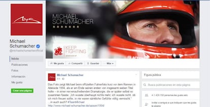 Imagen del nuevo sitio de Schumacher en Facebook.