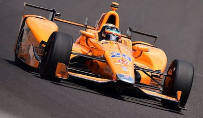 Alonso, durante las 500 Millas de Indianápolis.