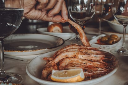 Ración de gambas a la plancha en el Restaurante Sala Guadarrama
