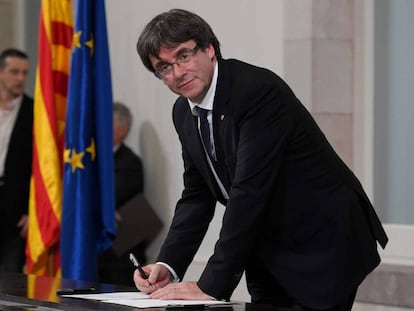 Puigdemont, este martes en el Parlamento catal&aacute;n.