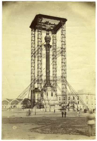 Anònim. Construcció monumento a Colom, c. 1888.