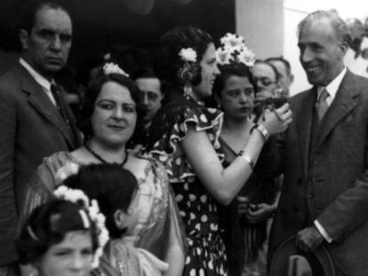 Juli&aacute;n Besteiro, en el centro de la imagen, fotografiado en 1933. 