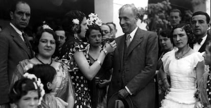 Juli&aacute;n Besteiro, en el centro de la imagen, fotografiado en 1933. 