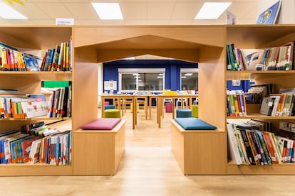 Una biblioteca escolar en un centro público de Galicia.