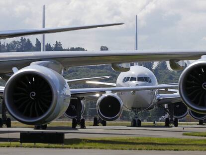 Aviões da série 7 da Boeing em Seattle.