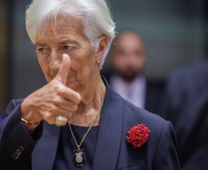 La presidenta del BCE, Christine Lagarde, en la última reunión del Eurogrupo.