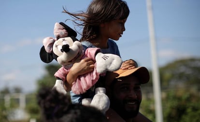 Migrantes centroamericanos en la frontera mexicana.