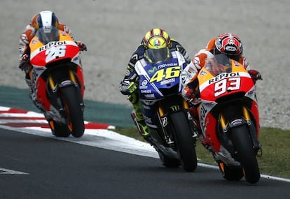 Márquez vence por delante de Rossi y Pedrosa.