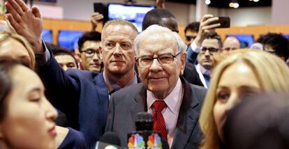 Warren Buffett, presidente de Berkshire Hathaway, en la junta de accionistas de la entidad de 2019.