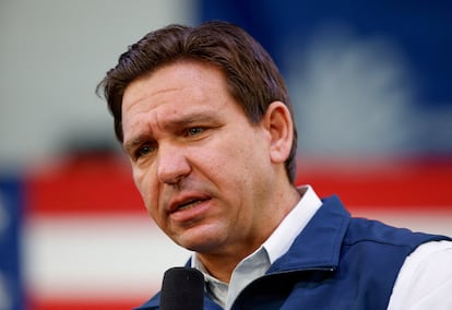 Florida Governor Ron DeSantis speaks in Myrtle Beach, South Carolina, U.S., January 20, 2024.