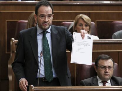 Antonio Hernando, portavoz del PSOE, en el Congreso. 