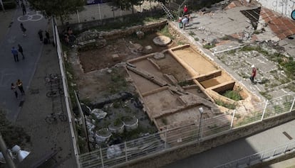 Planta de la fàbrica de ceràmica d'Antoni Tarrés. Sota la superfície s'hi conserven els forns.