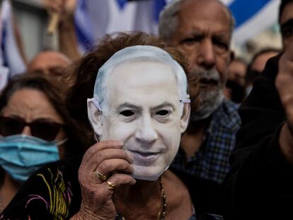 Partidarios del primer ministro israelí, Benjamín Netanyahu, el domingo en Jerusalén.