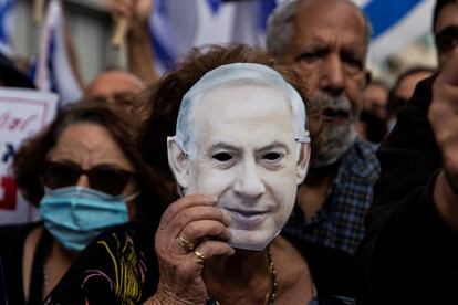 Partidarios del primer ministro israelí, Benjamín Netanyahu, el domingo en Jerusalén.