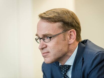 Jens Weidmann, presidente del Bundesbank, durante la entrevista celebrada en Fr&aacute;ncfort (Alemania) el pasado 10 de mayo.