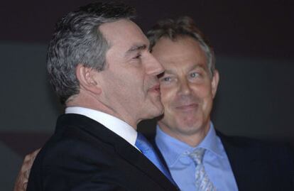 Tony Blair y Gordon Brown, en la conferencia del Partido Laborista en Manchester en 2007.