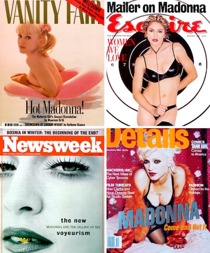 Varias de las portadas que Madonna protagonizó entre 1992 y 1994.