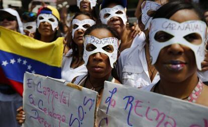 Protesto contra Maduro nesta terça-feira em Caracas.