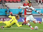 El portugués Cristiano Ronaldo en el partido contra Hungría en el Puskas Arena