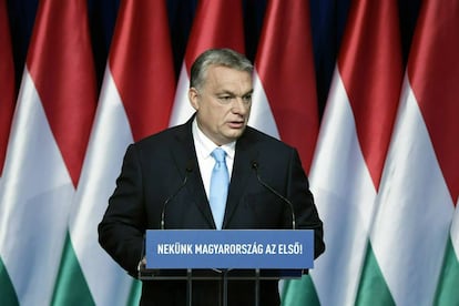 El primer ministro húngaro, Viktor Orban, el pasado 10 de febrero durante su discurso anual sobre el estado de la nación.