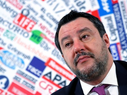 O líder da extrema direita italiana Matteo Salvini em um evento em Roma, nesta quinta-feira, 13.