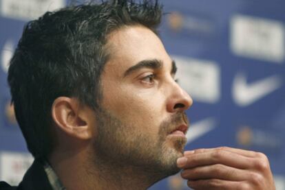 Juan Carlos Navarro, durante el acto de renovación con el Barcelona.