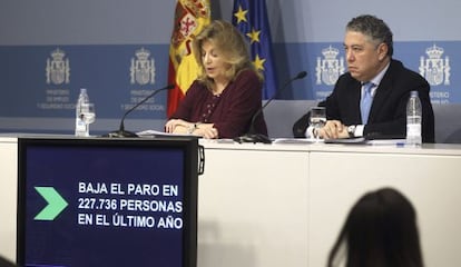 Engracia Hidalgo y Tomás Burgos durante la rueda de prensa de este martes.