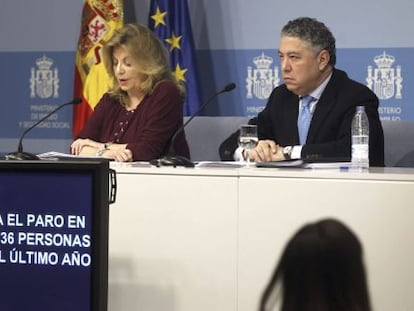 Engracia Hidalgo y Tomás Burgos durante la rueda de prensa de este martes.