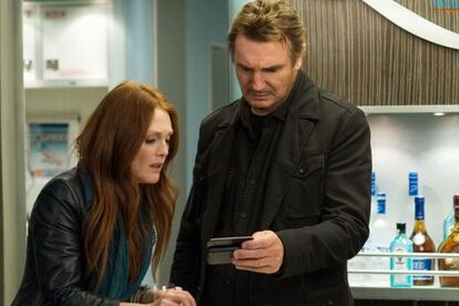 Julianne Moore and Liam Neeson in Jaume Collet-Serra's 'Non-Stop'.