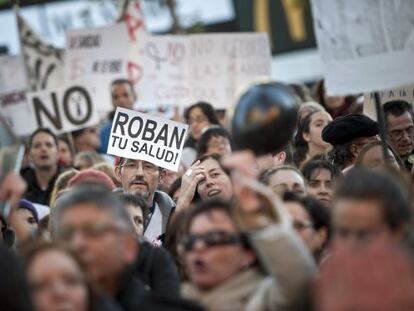 Concentración en Madrid contra los recortes en Sanidad.