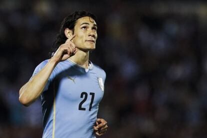 Cavani, en el amistoso de Uruguay frente a Guatemala.