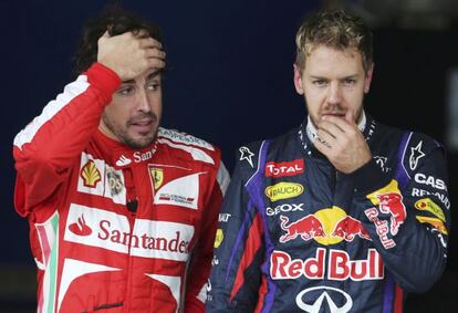 Vettel junto a Alonso tras la clasificación