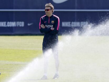 Luis Enrique, en un entrenament a la ciutat esportiva.