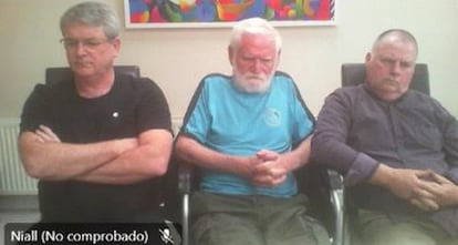 Los tres irlandeses expulsados de la Jurisdicción Especial para la Paz.