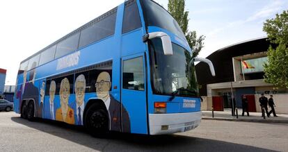 El autobús de Podemos en Madrid.