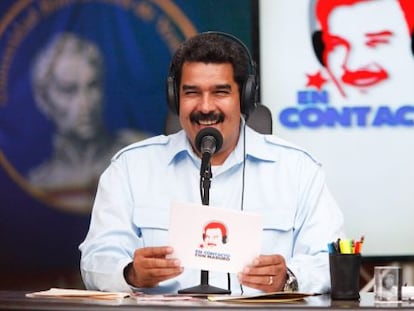 Nicolás Maduro durante o programa de rádio governamental.