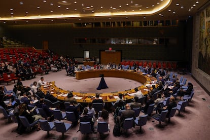 Gustavo Petro durante su discurso ante el Consejo de Seguridad de la Organización de las Naciones Unidas (ONU) en Nueva York, el 11 de julio de 2024.