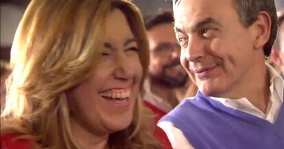 Susana Díaz y José Luis Rodríguez Zapatero, en el mitin de Granada.