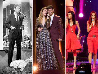 Desde la izda., Raphael (1967), Amaia y Alfred (2018) y Las Ketchup (2006).