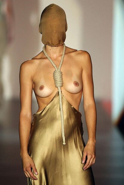 Spanish model, Bimba Bose, displays an outfit desi
