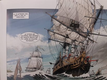 Una viñeta del álbum 'L'Hermione', de Jean-Yves Delitte.