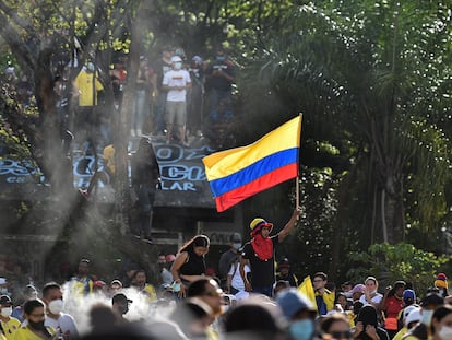 Una protesta en contra del Gobierno de Iván Duque, en Cali, Colombia, el pasado 17 de junio.