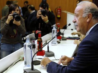 Del Bosque durante la rueda de prensa de este viernes en Las Rozas.